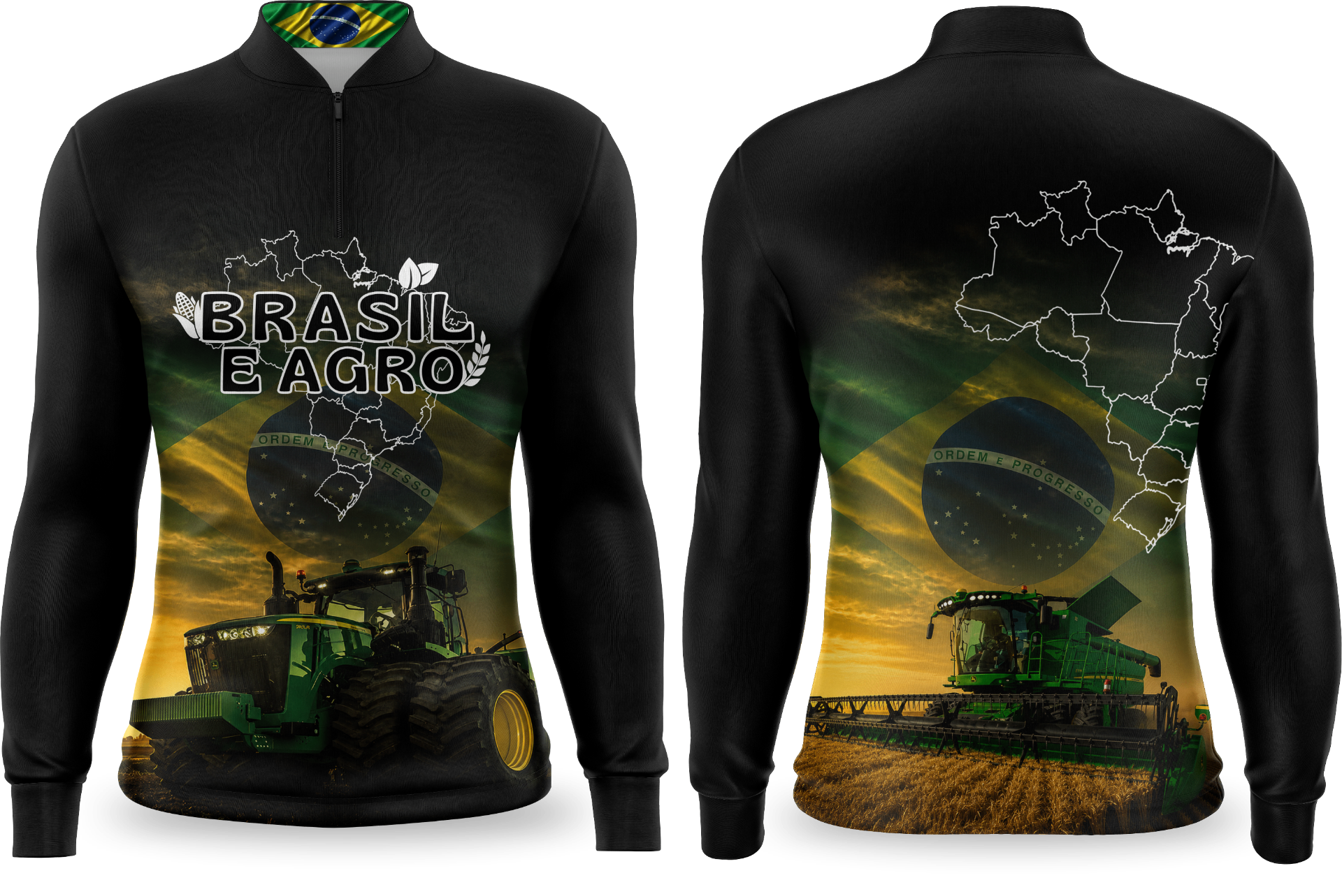 Camisa Manga Longa Gola Alta com Zíper UV50+